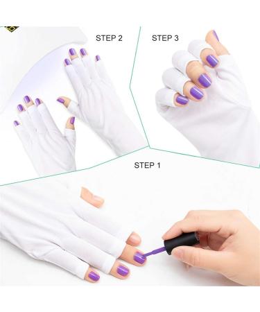 Subay Anti UV Shield Gel Manicure Gloves - 1 Pair, Professional Fingerless Protection from UV Light Lamp Dryer - White - Buy Online on GoSupps.com