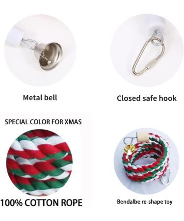 Xmas Edition Bird Rope Perches - 100% Cotton Swing Toys with Bell for Parrots & Cockatiels - Buy Online on GoSupps.com