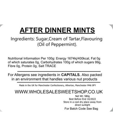 Ellies Jellies After Dinner Mints 580g Square Tub White Crumbly Texture Mints Refreshing - Buy Online on GoSupps.com