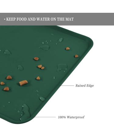 Reopet Silicone Pet Feed Mat - Waterproof Dog & Cat Mats with Elevated Edges | 47x30 cm (1 Pack) - Hunter Green - Buy Online on GoSupps.com