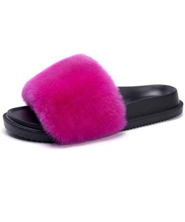 Sliders for Women Fur Slippers Warm Comfortable Soft for Women Slides Flip Flop Indoor Furry Home Slippers Fluffy Sandals Winter Plush Shoes for Indoor Outdoor Fashion Sandals (B 24.5CM) (D 25.5CM) - Buy Online on GoSupps.com