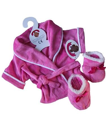 Teddy Bear Clothes Robe with Slippers fits Build a Bear by Build Your Bears Wardrobe (candy pink)