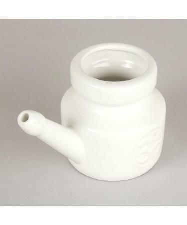 Iunipusy 350ml Ceramic Neti Pot - Robust Leak-Proof Nose Jug for Nasal Cleaning & Rinsing - Elegant White Design - Buy Online on GoSupps.com