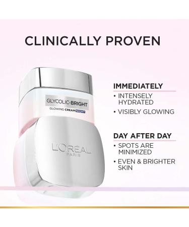 L'Oreal Paris Glycolic Bright Glowing Night Cream 50ml | Overnight Brightening Cream with Glycolic Acid that Visbily Minimizes Spots & Reveals Glowing skin - Buy Online on GoSupps.com