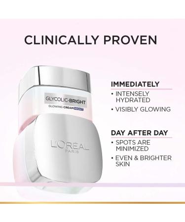 L'Oreal Paris Glycolic Bright Glowing Night Cream 15ml - Overnight Brightening Cream with Glycolic Acid for Spot Minimization & Radiant Skin - Buy Online on GoSupps.com