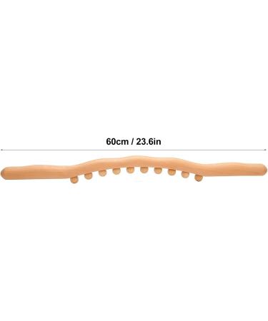 Beech Wood 60cm Massage Roller with Wavy Handle & 10 Points for Back and Whole Body Relaxation | International Shipping Available - Buy Online on GoSupps.com