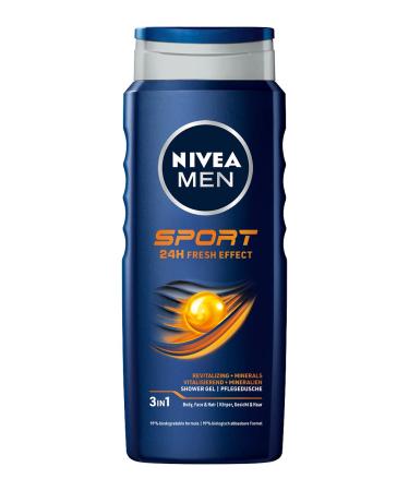 NIVEA MEN NIVEA MEN Sports Shower Gel (500ml) Skin Friendly pH Care Shower with Revitalizing Fragrance Body Wash for Men with Minerals for Body Face and Hair
