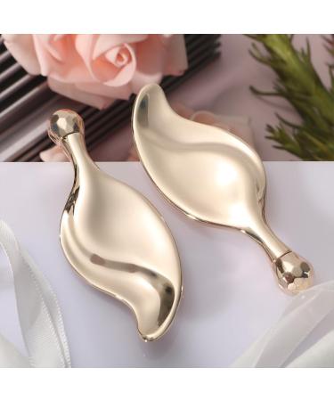2-in-1 Metal Gua Sha Facial Tool & Mini Roller - Wrinkle Lifting Leaf Shaped Tool with Eye Rollers for Radiant Skin | International Shipping - Buy Online on GoSupps.com
