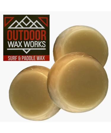 Outdoor Wax Works Eco-Friendly Surf Board Wax - Organic Beeswax Surfer Grip Accessories for Skimboard, Bodyboard, Paddle, Longboard Basecoat Natural in Cold, Cool, Warm, Tropical Waters (3-Pack)