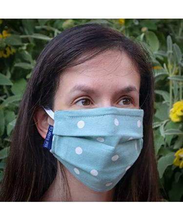 Blue Badge CO 5-Pack Small Cotton Facial Masks - Double Layer Face Cover in Aqua Marine Spotty with Filter Bag - Buy Online on GoSupps.com