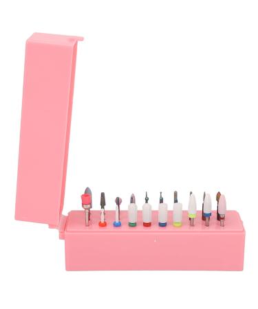 HURRISE Nail Bits Displayer Organizer Nail Drill Bits Holder 30 Holes Drill Bit Holder For Nails Display Organizer Dustproof Cover Mini Nail Bits Holder with Storage Box