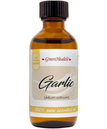 GreenHealth Garlic Essential Oil 2 fl oz | 100% Pure & Natural | Undiluted | Steam-Distilled | Amber Glass Bottle - Buy Online on GoSupps.com