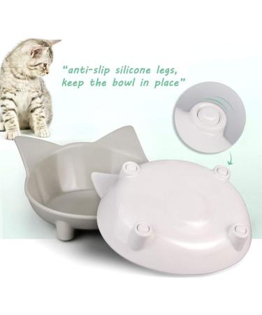 Comsmart Anti-Slip Cat Bowl - Double Pet Feeding Bowl in White/Grey - Buy Online on GoSupps.com