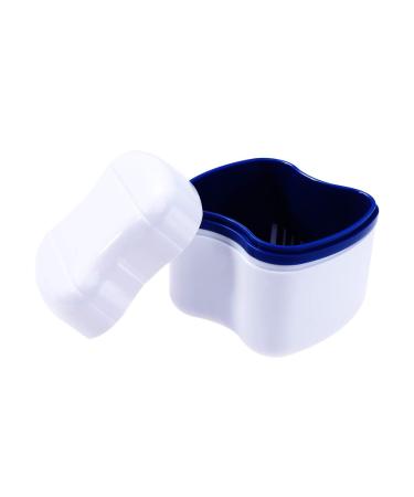 Healifty Denture Box Orthodontic Denture Teeth Storage Box with Hanging Net (Blue)