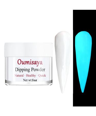 OUMISAYA Glow in the Dark White Nail Dip Powder Color 1OZ GL061  Fluorescent Nail Dipping Powder for White French Nail Art
