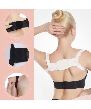 Posture Pro Fix Neck and Shoulder Corrector - Adjustable Upper Posture Support for Women and Men - Breathable Back Straightener - Size M (40kg-60kg) - White+Black - Buy Online on GoSupps.com