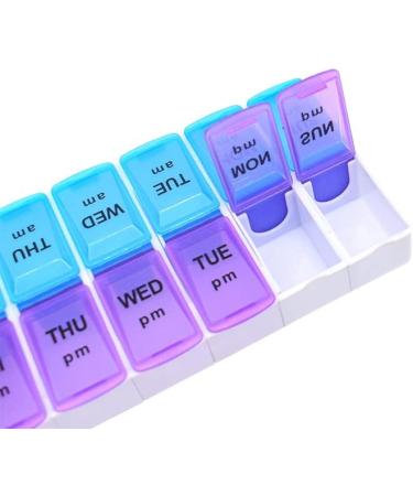 Twice-A-Day Economy Weekly Pill Organizer - Easy-Open AM/PM Medication & Vitamin Storage (Blue & Purple - Buy Online on GoSupps.com