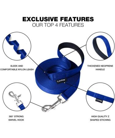 Strong Nylon Dog Leash - Loutep 3m 5m 10m 15m 20m Towline with Padded Handle - Blue - Buy Online on GoSupps.com