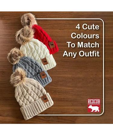 REDCUB Toddler Baby Winter Bobble Hat Beanie | Soft Knit Pom Pom Beanie | Boys Girls Acrylic Kids Beanie | 12-36 Months Warm Beige - Buy Online on GoSupps.com