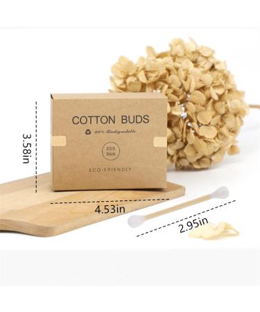 200 Count Eco-Friendly Bamboo Cotton Swabs | Wooden Buds with Double Tips | Plastic-Free & Natural | Kraft Paper Box (Drawer Box) Included - Buy Online on GoSupps.com