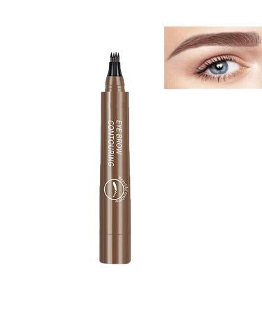 Materialm Magical Precise Waterproof Brow Pen Lumierez 4 Tipped Precise Brow Pen - 4 Point Eyebrow Pencil Waterproof Microblading Eyebrow Pencil with A Micro-Fork Tip Applicator (Dark brown)
