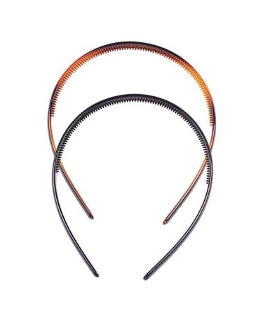 Set of 2 High-Grade Women's Hard Plastic Headbands - Black and Brown Hair Hoops - Style B - Buy Online on GoSupps.com