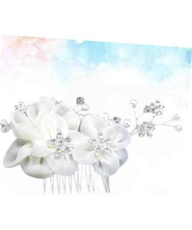 Ipetboom Tiara Decor Combs Flower Hair Comb Rhinestone Comb Bride Headpieces for Wedding Rhinestone Hair Comb Crystal Hair Comb Bride Comb Headgear White Rhinestones Silk Flower Miss - Buy Online on GoSupps.com