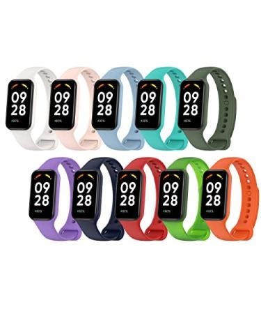 Lemspum Sport Silicone Wrist Bands Compatible with Xiaomi Redmi Band 2 Replacement Accessories Strap Waterproof One Size 5.5"-8.7" 10-Pack