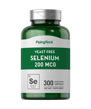 Selenium 200mcg | 300 Vegetarian Capsules | Yeast Free Selenium Supplement | Non-GMO Gluten Free | by Piping Rock