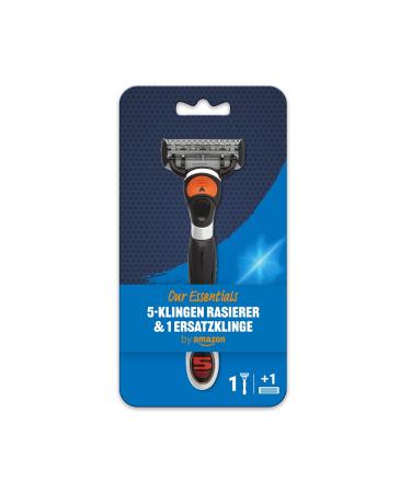 by Amazon Men's 5-Blade Razor Handle Multi-Colour 2 Cartridge Handle and 2 Refill Cartridges