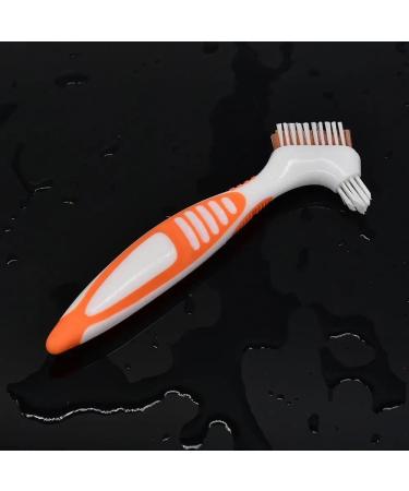 Portable Ergonomic Toothbrush for Prosthesis Cleaning | Multi-Layered Bristle False Teeth Brush with Dual Heads - Yellow - Buy Online on GoSupps.com