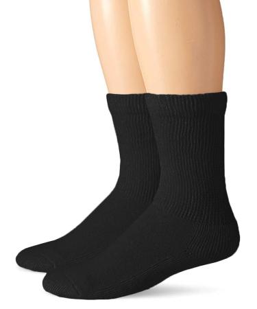 Carolina Ultimate mens Diabetic Non-binding Crew Socks 2 Pack Medium Black
