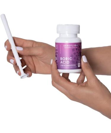 Seroflora Boric Acid Vaginal Suppositories + Applicator - pH Balance for Vaginal Odor, Yeast Infection, Bacterial Vaginosis - Buy Online on GoSupps.com