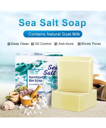 Oniyea Sea Salt Soap 3.5 oz - Exfoliating Acne Treatment with Goat's Milk for All Skin Types - 2 Pack for Face & Body - Perfect Skincare Gift for Women & Men - Buy Online on GoSupps.com