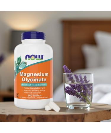 Now Foods Magnesium Glycinate 240 Tablets - Supports Healthy Muscle and Nerve Functions - Non-GMO - Buy Online on GoSupps.com