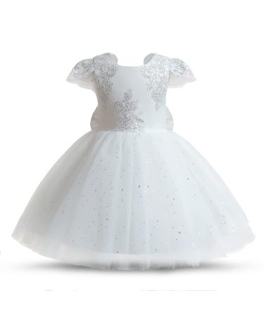 NNJXD Baby Girl Dress Tutu Birthday Party Gown 4-5 Years 2007 White
