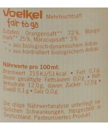  Voelkel Voelkel Bio Fair to Go Orange Mango Maracuja (1 x 250 ml) - Buy Online on GoSupps.com