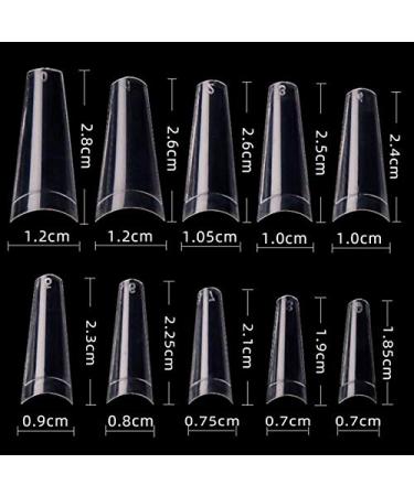 MWoot 500 Pieces French Acrylic Coffin Nails - Clear Fake Nail Tips for Women & Girls | 10 Sizes - Perfect for Nail Art - Buy Online on GoSupps.com
