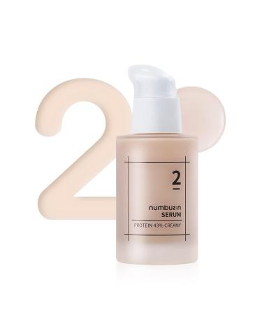 numbuzin No.2 Protein 43% Creamy Serum | Core Protein Complex Oat Protein Ceramide Panthenol Skin Barrier Strengthening Tighten Loose Skin | Korean Skin Care for Face 50ml