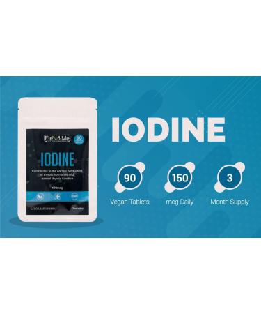 Iodine 150mcg Vegan Tablets - 90 Count - 3 Month Supply - Energy Metabolism & Nervous System Support - UK Made - Buy Online on GoSupps.com