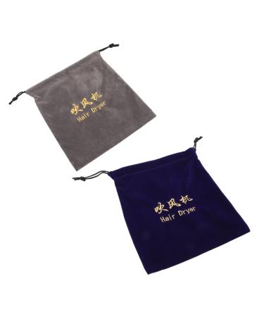 Baluue 2pcs Storage Bag Drawstring Pouch Blow Dryer for Curly Hair Make up Travel Bag Mini Flocking Cloth