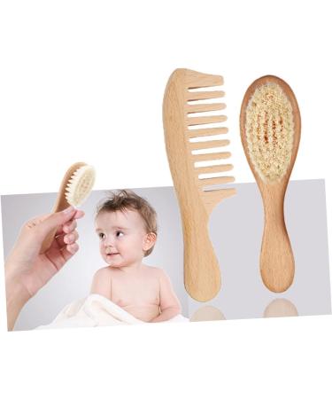 TOYANDONA 2pcs Wool Wooden Baby Hair Brush Set for Kids - Infant Bath Tool Sets Comb with Wooden Hairbrush and Woolen Brushes - Buy Online on GoSupps.com
