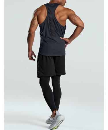 ATHLIO Men's Dry Fit Y-Back Muscle Tank Tops 3 Pack - Black/Charcoal/Navy - Large - Buy Online on GoSupps.com
