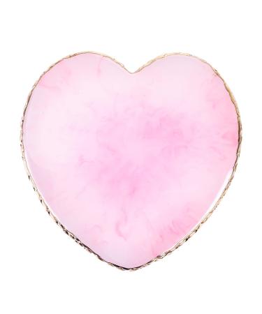 Molain Nail Art Palettes Resin Nail Mixing Palette Polish Color Mixing Plate Golden Edge Resin Nail Holder Heart Shape Cosmetic Mixing Tools Pink