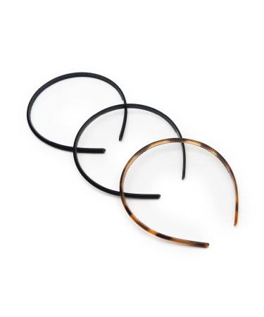 Kitsch Non-Slip Headbands for Women - 3pc Set | Recycled Plastic, Thin Black Bands for Long & Short Hair - Buy Online on GoSupps.com