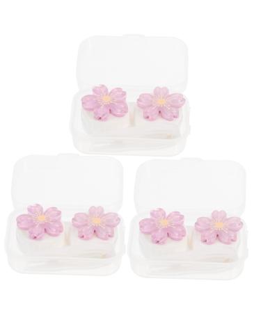 Partykindom 3st contact lens container Mini-Fall contact case travel case for contact lens plastic stands to-go container made of sweet lens dui plastic suite waterproof violet 7x4.5x2.5cm