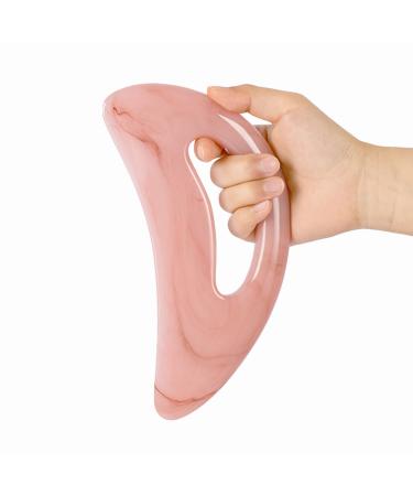 Gua Sha Massage device with handle gua Sha stone Face treatment tool for spa acupuncture therapy on the face back whole body massage (pink)