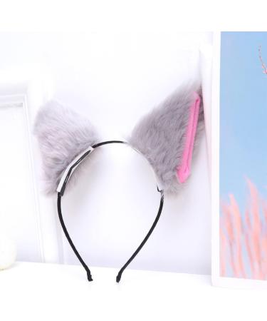 FRCOLOR Fur Cat Ears Headband Fox Ear Headwear Animal Fur Costume Party Head Bands for Women and Girls (Grey) - Buy Online on GoSupps.com