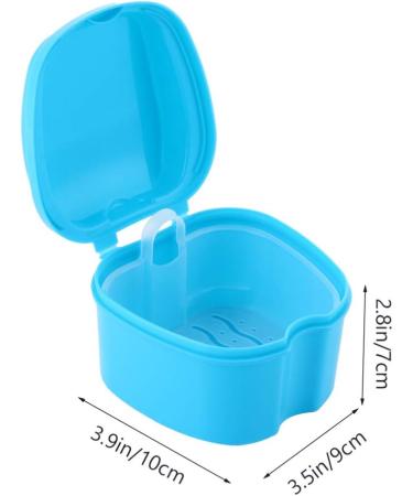 Exceart Travel Container Set - 2pcs Prosthesis Storage Box with Sieve & Net Holder for Dentures & Retainers - Ideal for Travel - Sky Blue & White - Buy Online on GoSupps.com