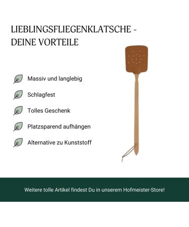 Hofmeister Fly Gossip - Beech Wood & Leather Mosquito Racket 47.5 cm I Make You Flat! - Effective Insect Catcher - Shop Internationally - Buy Online on GoSupps.com